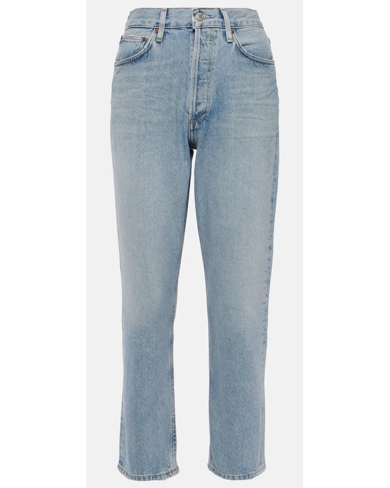 AGOLDE Jeans regular cropped Riley a vita alta Blu