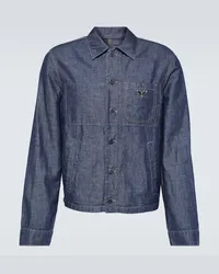 Prada Camicia in cotone e lino Blu