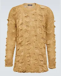 Dolce & Gabbana Pullover Re-Edition in maglia di seta e lino Beige