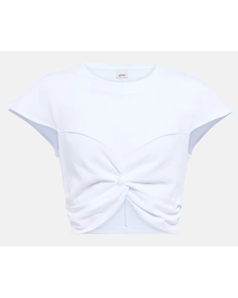 Isabel Marant Top cropped Zineae in jersey di cotone Bianco