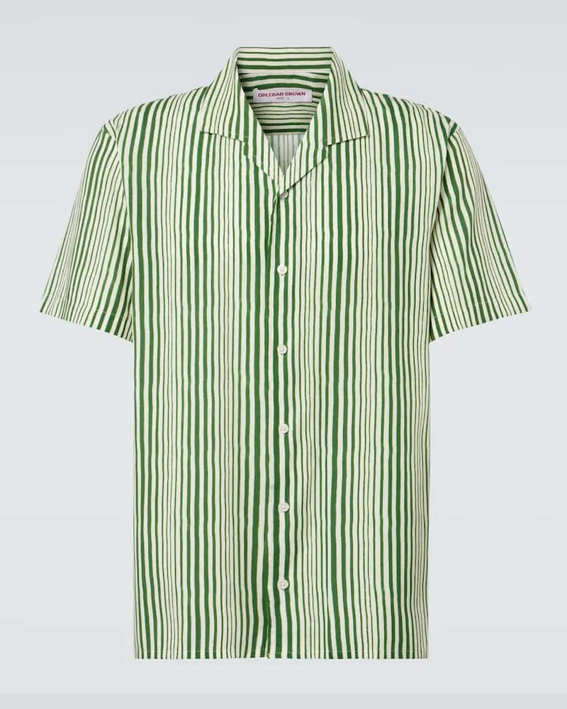 Orlebar Brown Camicia bowling Hibbert a righe Verde