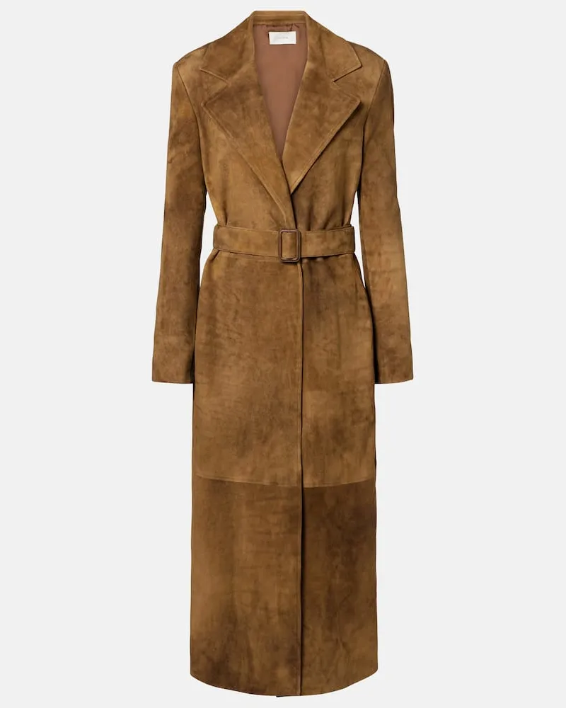 The Row Cappotto Raisa in suede Marrone