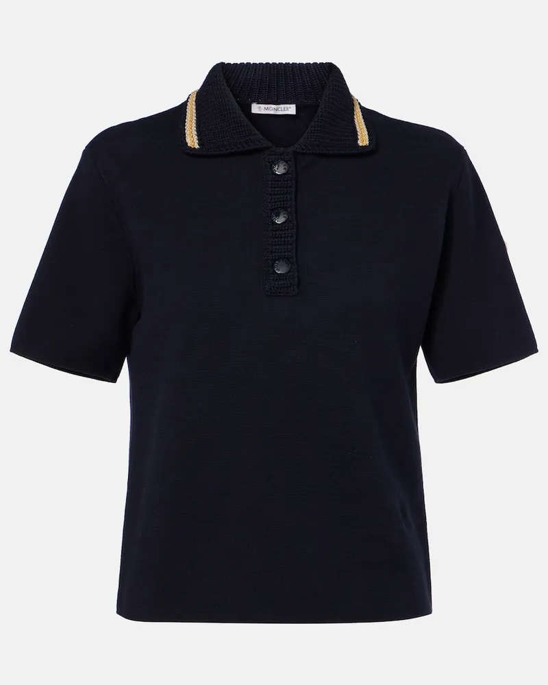 Moncler Polo in maglia di cotone Blu