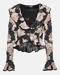 ROTATE Birger Christensen Top in mesh con ruches Multicolore