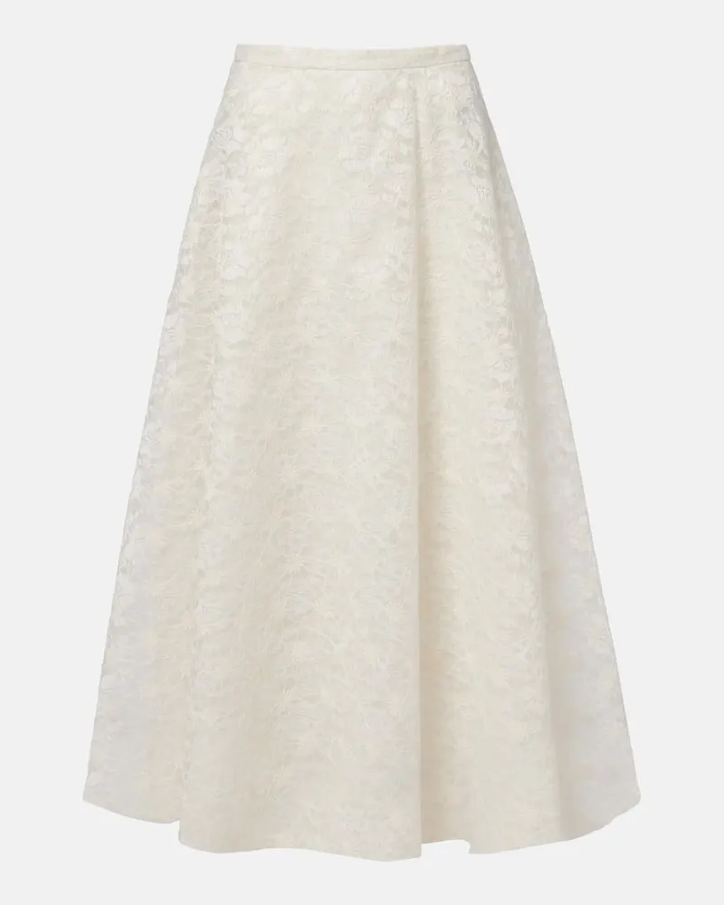 Max Mara Gonna lunga Avena con ricamo Bianco