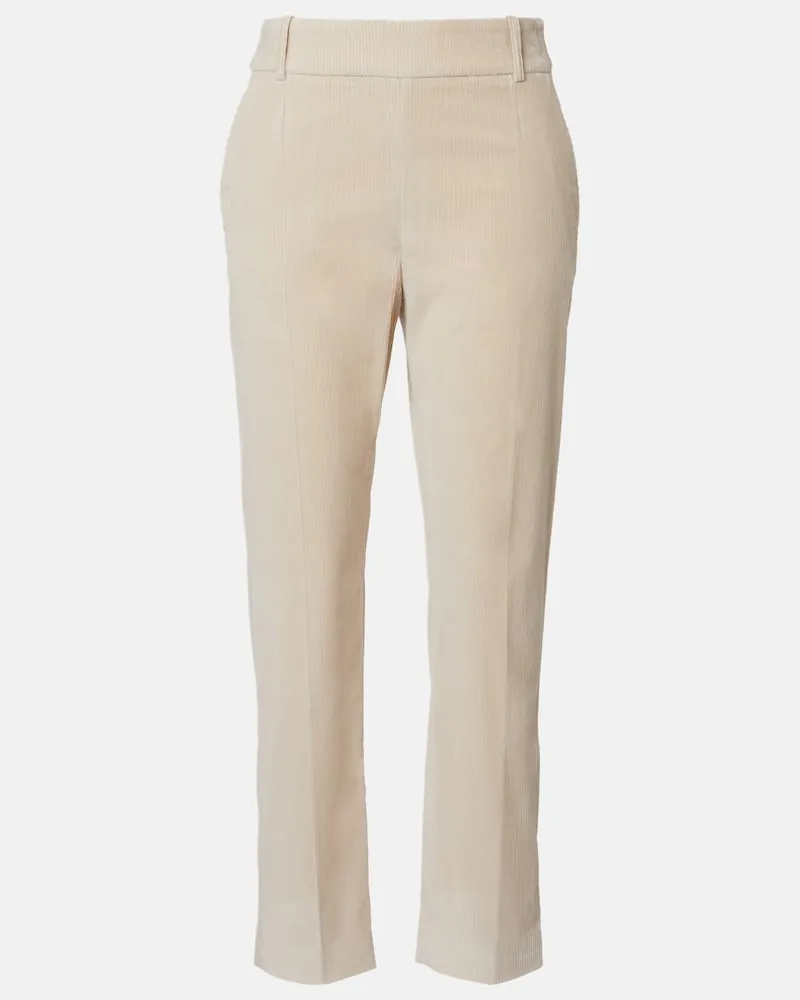 Eleventy Pantaloni in velluto a coste di cotone Bianco