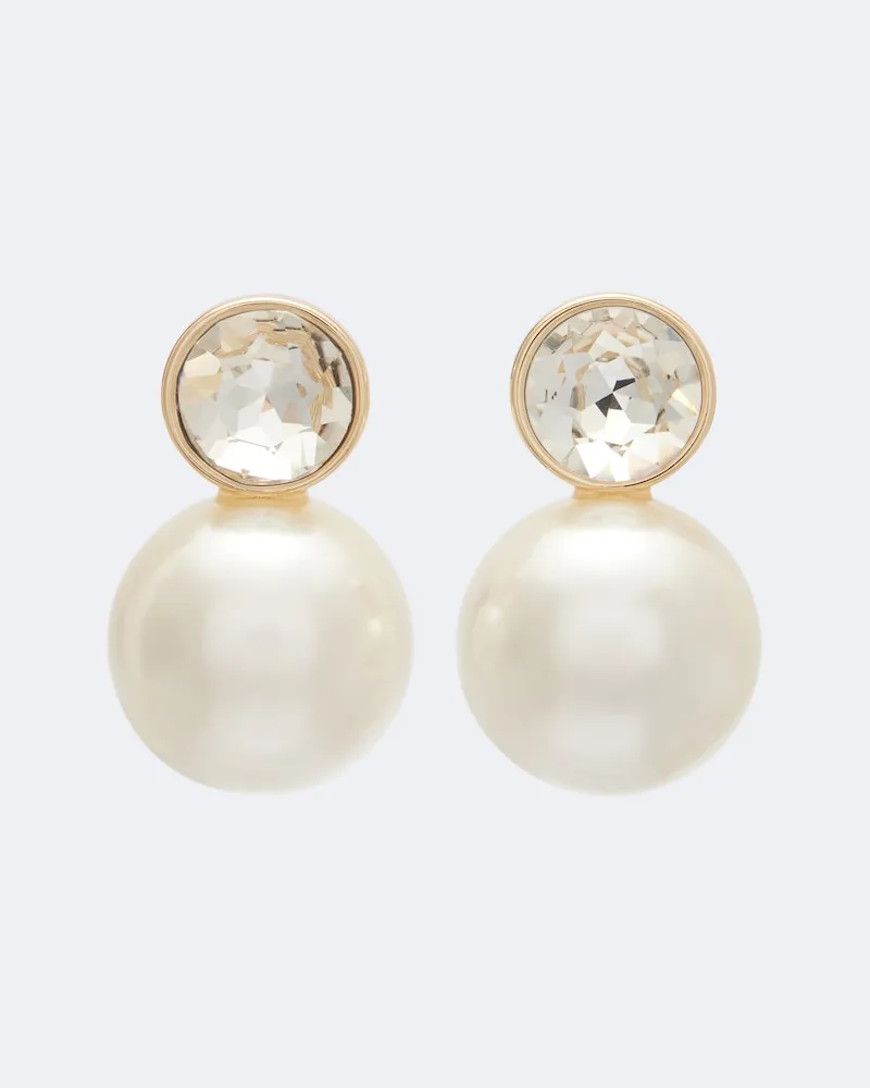 Carolina Herrera New York Orecchini con cristalli e perle-bijoux Bianco