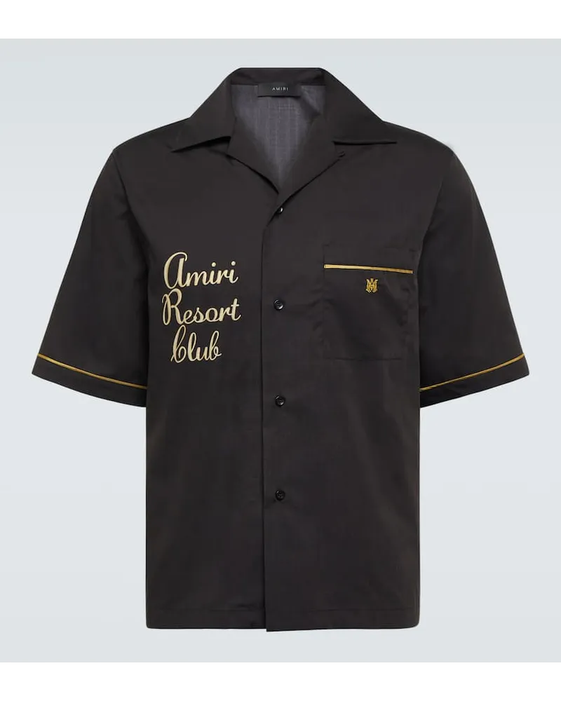 Amiri Camicia bowling Resort Club in cotone con ricamo Nero