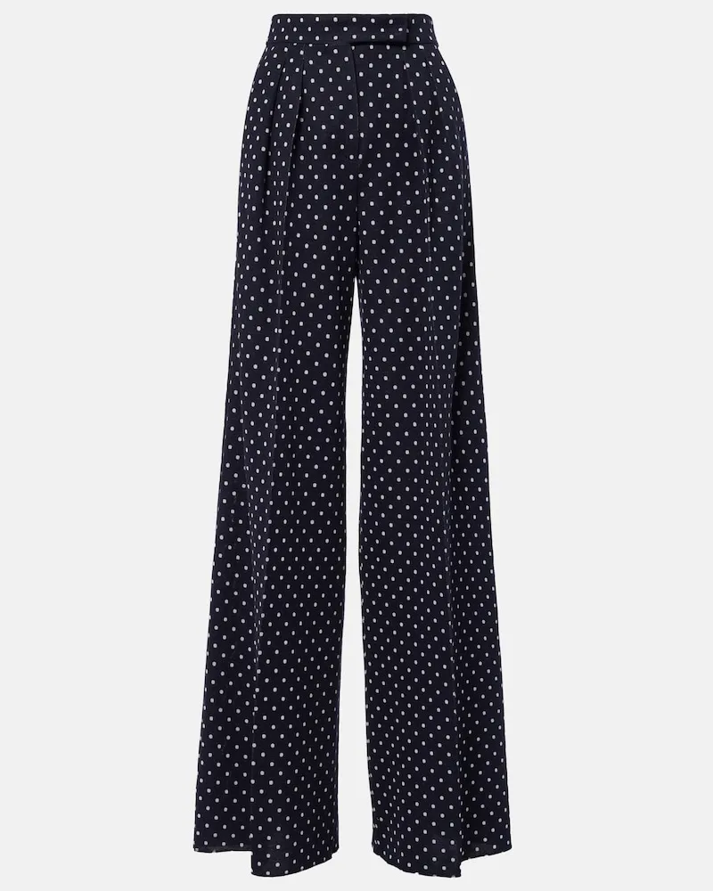 Max Mara Pantaloni a gamba larga in jersey a pois Blu