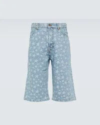 ERL Shorts di jeans jacquard Blu