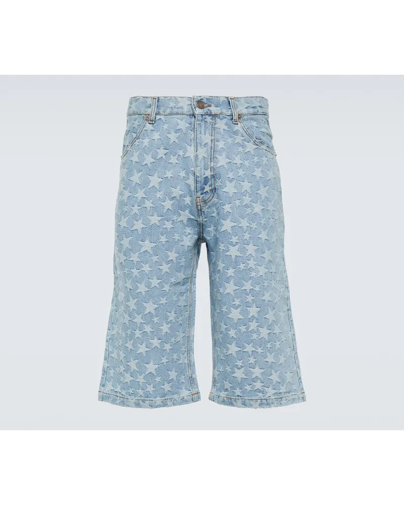 ERL Shorts di jeans jacquard Blu