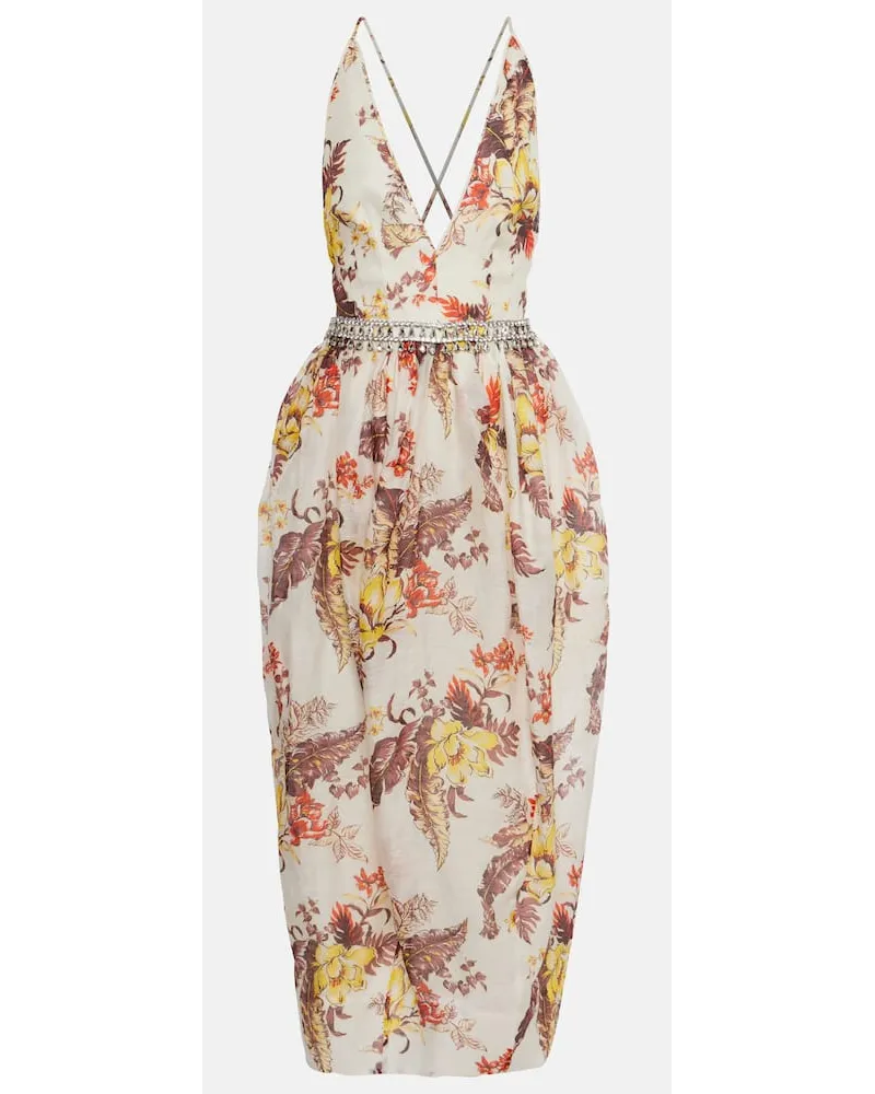 Zimmermann Abito midi Matchmaker con stampa Bianco