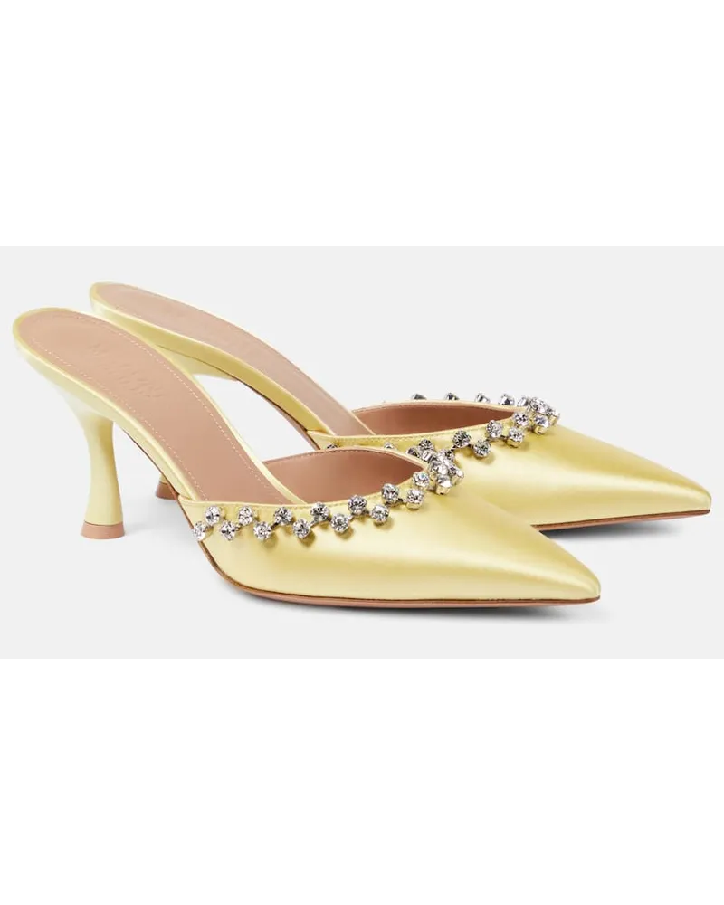 Malone Souliers Mules Gwyn 70 in raso con cristalli Giallo