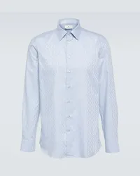 Etro Camicia in cotone con stampa paisley Blu