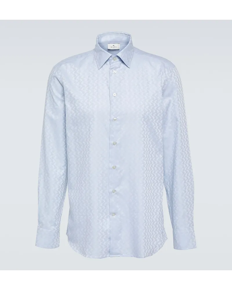 Etro Camicia in cotone con stampa paisley Blu