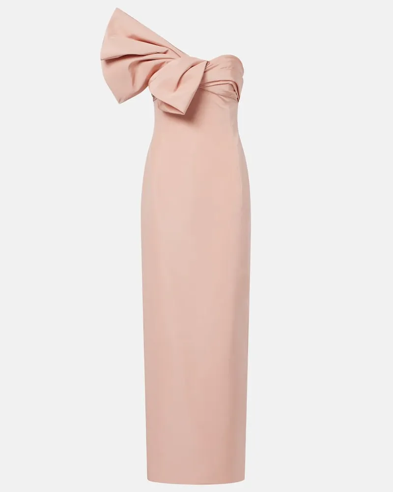 Oscar de la Renta Abito lungo in faille di seta con fiocco Rosa