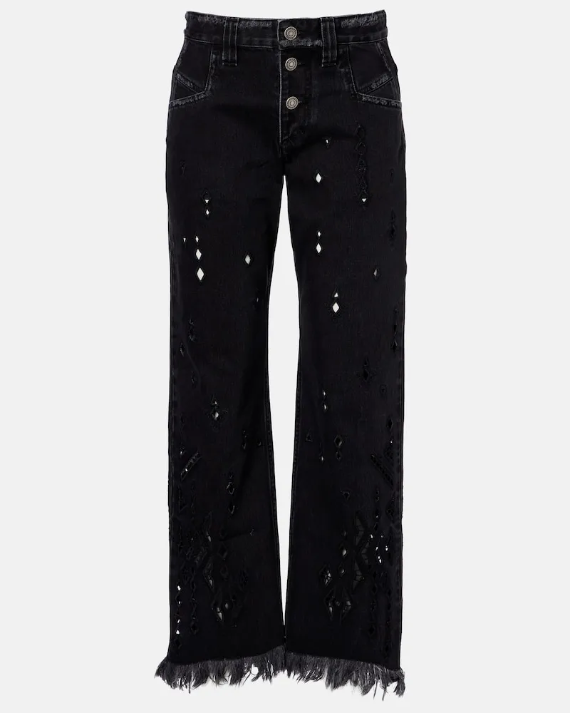 Isabel Marant Jeans flared Amia con pizzo sangallo Nero