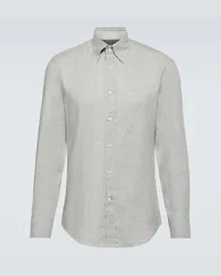 Brunello Cucinelli Camicia in cotone e cashmere Grigio