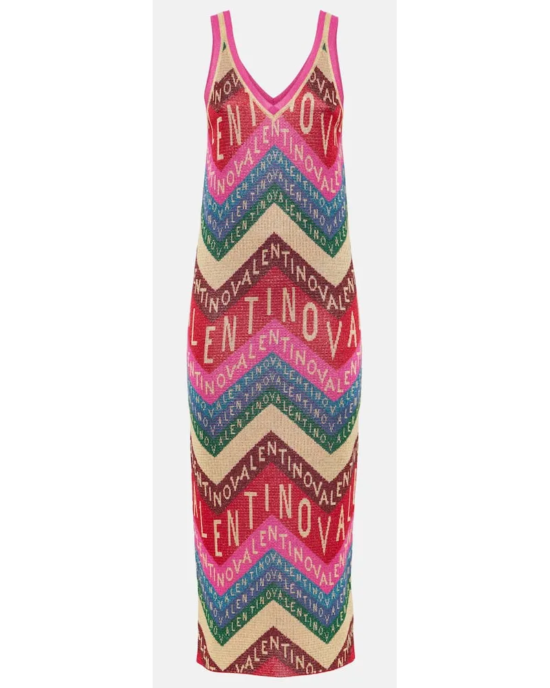 Valentino Garavani Abito midi in jacquard con logo Multicolore