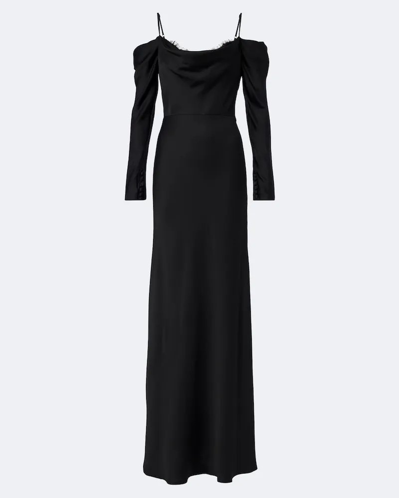 Rebecca Vallance Abito lungo off-shoulder Noire Nero