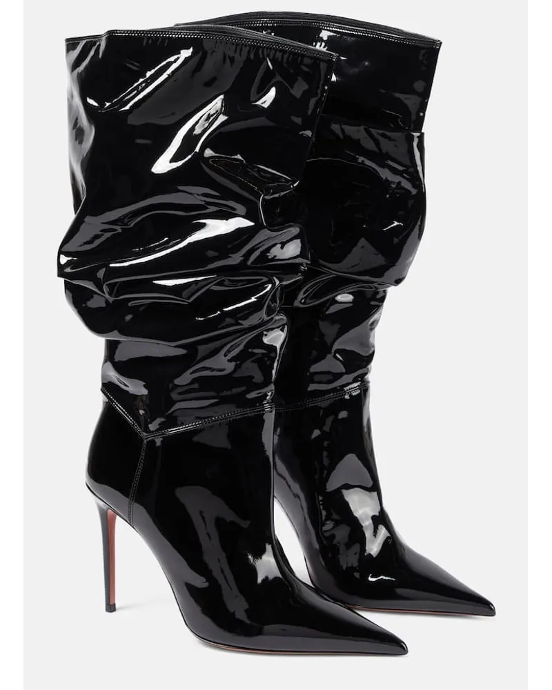 Amina Muaddi Stivaletti Jahleel 95 in latex Nero