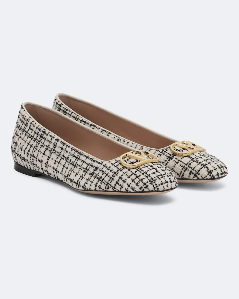 Valentino Garavani Ballerine VLogo in bouclé Bianco
