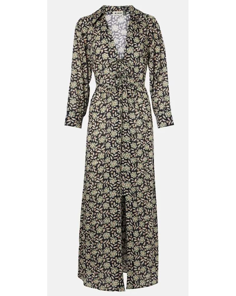 RIXO Abito midi Franchi in cotone con stampa Verde