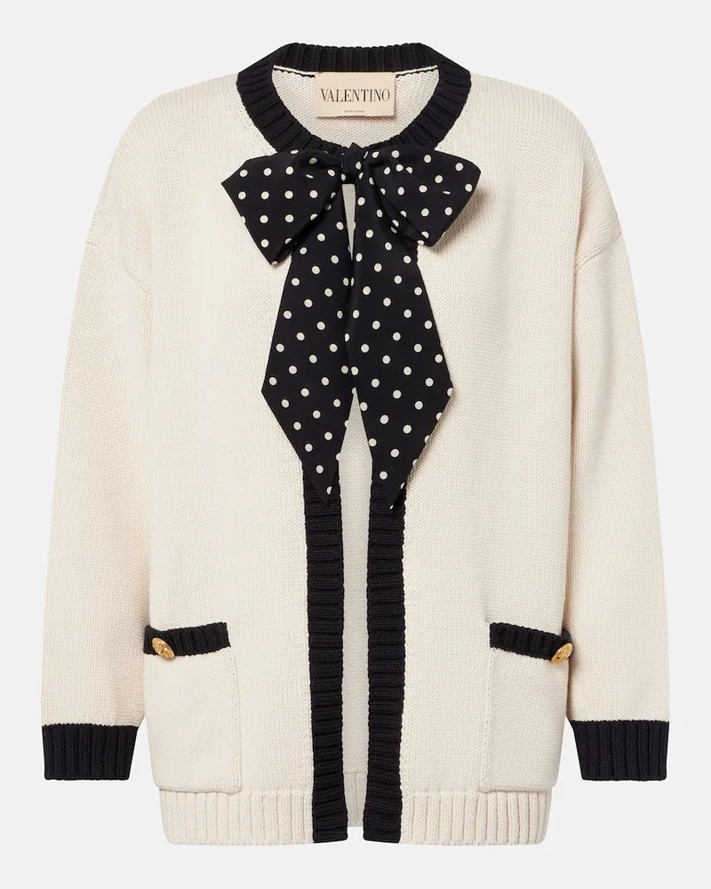 Valentino Garavani Cardigan in misto cotone con laccetti Bianco