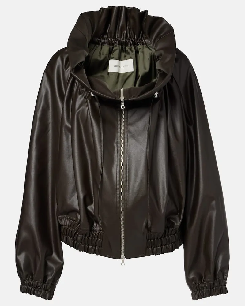 Dries van Noten Giubbotto Cocoon in raso Verde