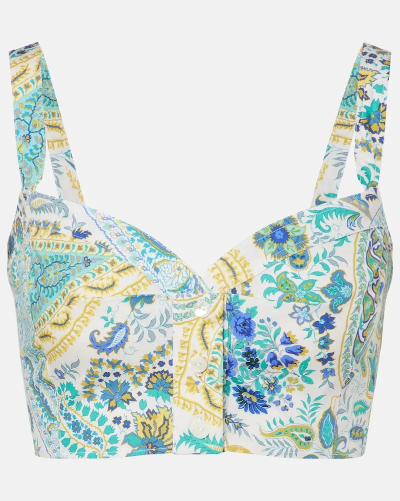 Etro Top cropped in cotone con stampa Multicolore