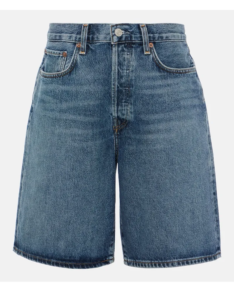 AGOLDE Bermuda di jeans Risha a vita bassa Blu