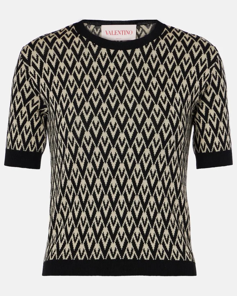 Valentino Garavani Pullover in lana vergine Toute la V Nero