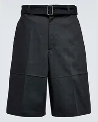 Jil Sander Shorts in gabardine di lana con cintura Blu