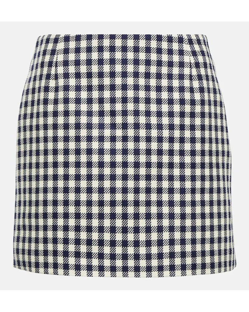 AMI Paris Minigonna in lana e cotone a quadri Blu