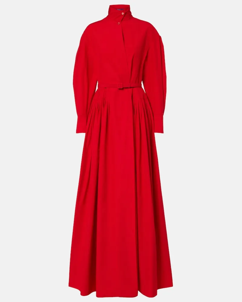 Ralph Lauren Abito lungo Daley in popeline di misto cotone Rosso