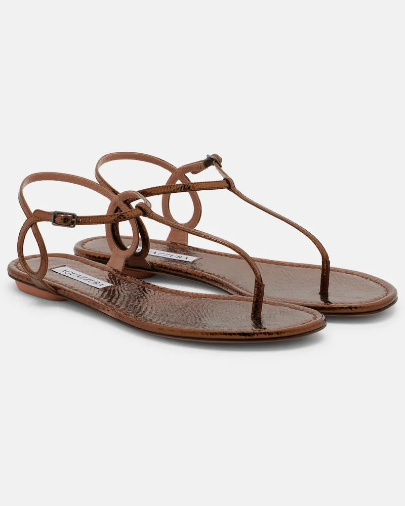 Aquazzura Sandali Almost Bare in pelle effetto rafia Marrone