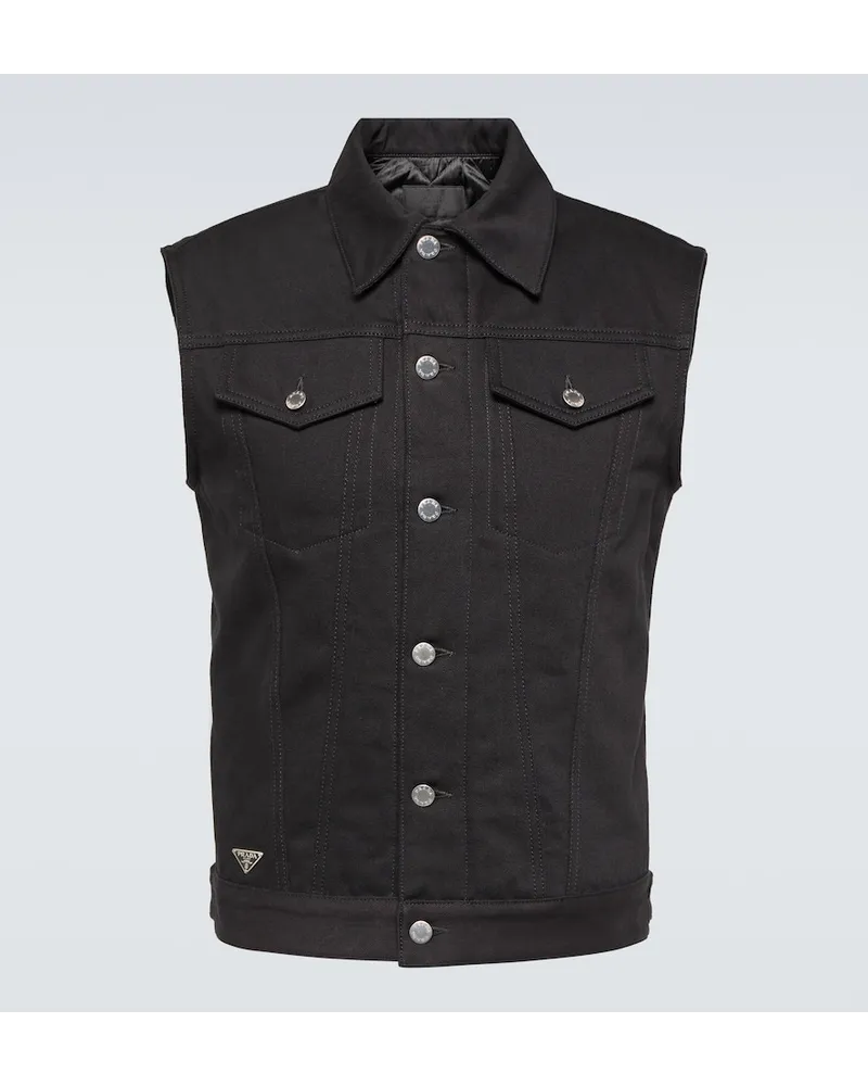 Prada Gilet di jeans Nero