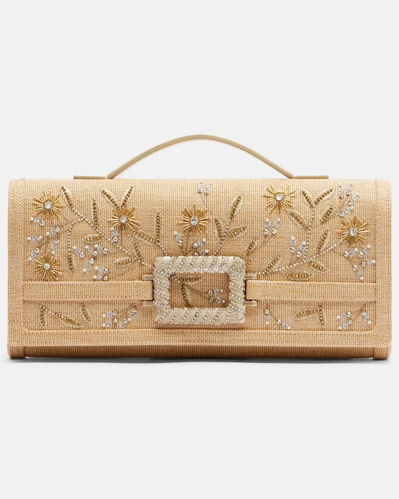 Roger Vivier Borsa a mano Belle Vivier Small con ricamo Beige
