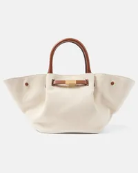 DeMELLIER Borsa New York Midi in canvas con pelle Beige