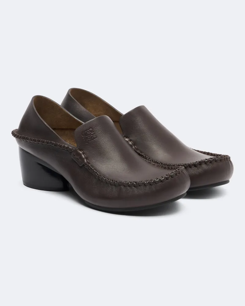 Loewe Pumps mocassino Oval in pelle Marrone