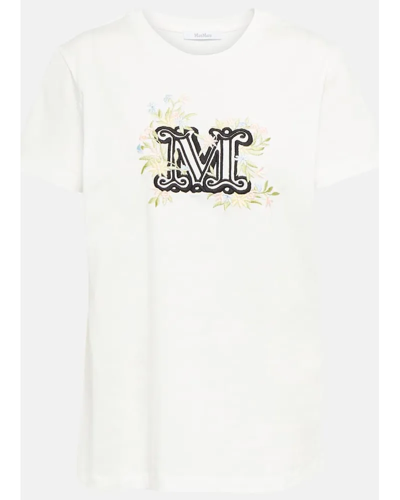 Max Mara T-shirt Sacha in cotone con ricamo Bianco