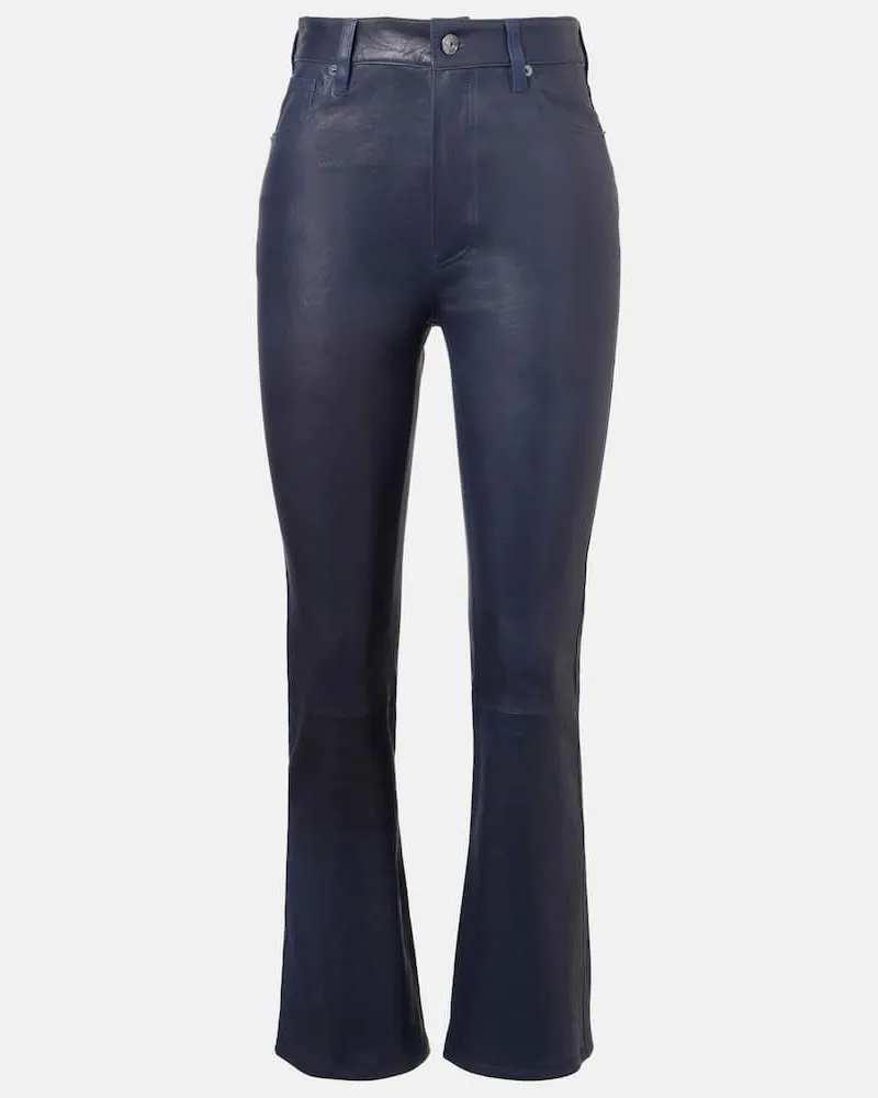 Frame Denim Pantaloni bootcut Reboot Crop in pelle Blu