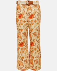 Zimmermann Pantaloni cropped Junie in lino Multicolore