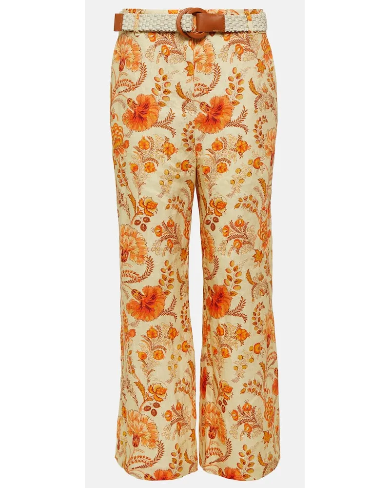 Zimmermann Pantaloni cropped Junie in lino Multicolore