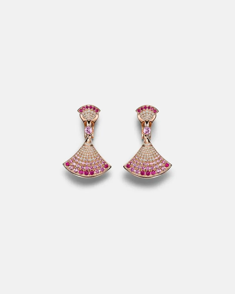 Bulgari Orecchini Divas' Dream in oro rosa 18kt con diamanti, zaffiri rosa e rubini Rosa