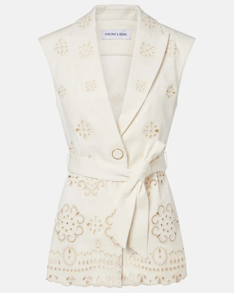 Veronica Beard Gilet Townes in twill di cotone Bianco