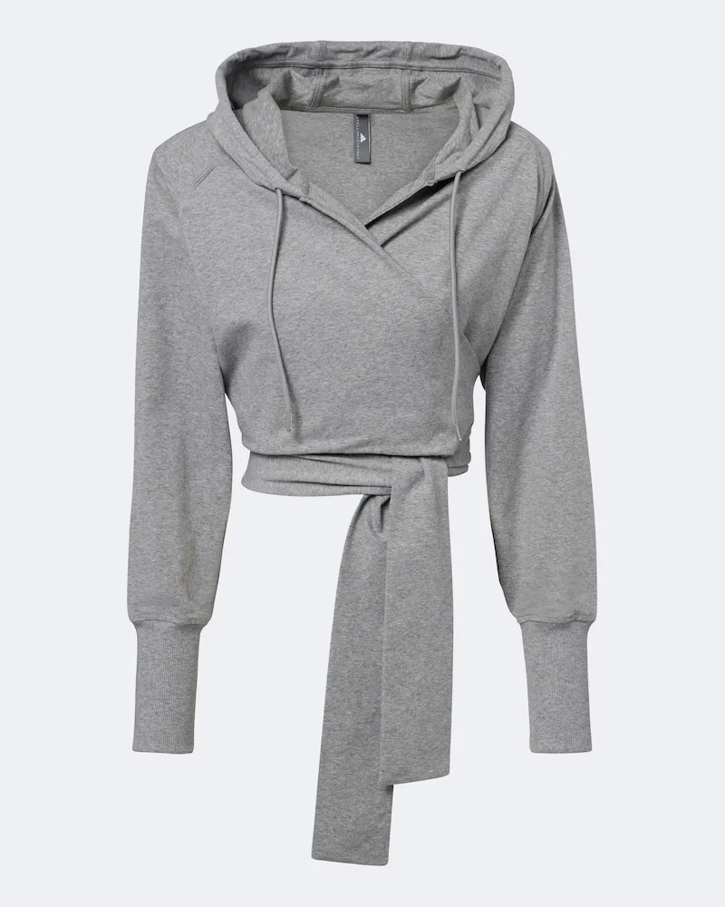 adidas Felpa cropped in jersey con cappuccio Grigio