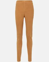 Joseph Leggings in suede a vita media Marrone