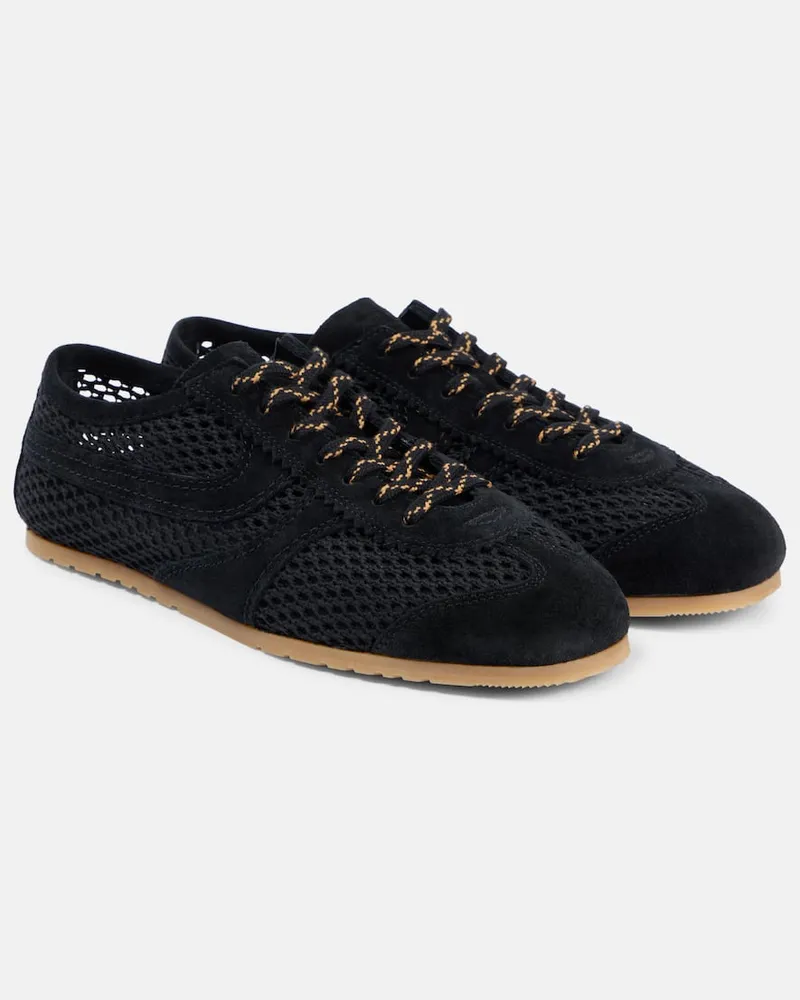 Dries van Noten Sneakers in mesh con suede Nero