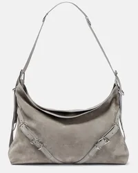 Givenchy Borsa a spalla Voyou Medium in suede Grigio